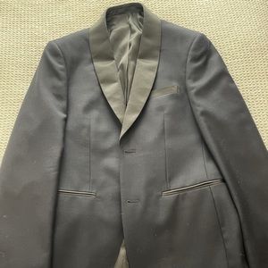 Navy Blue 2 Button Shawl Collar Tuxedo by Combatant Gentleman